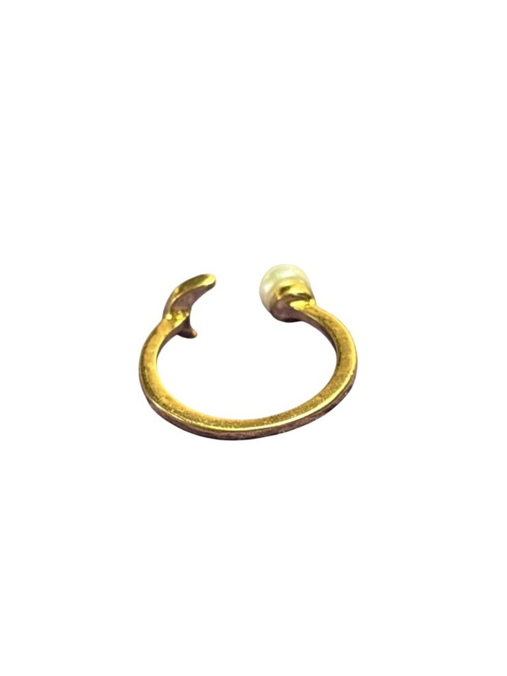 Goldtone Crescent Moon Faux Pearl Ring Size 5.5 - Picture 2 of 2